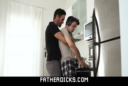 A sexy daddy buries his big dick deep inside teen sons puckered hole FATHERDICKS.COM